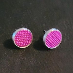 Round Hot Pink Earrings
